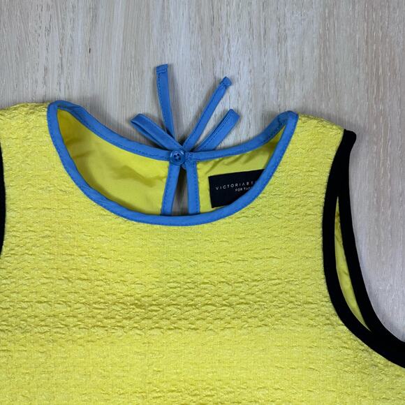 Victoria Beckham for Target Yellow Cloque Ruffle Sleeveless Dress Girls Medium - Picture 3 of 12